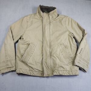 American Eagle Coat Mens Large Canvas Utility Field Jacket Sherpa Lined Y2K